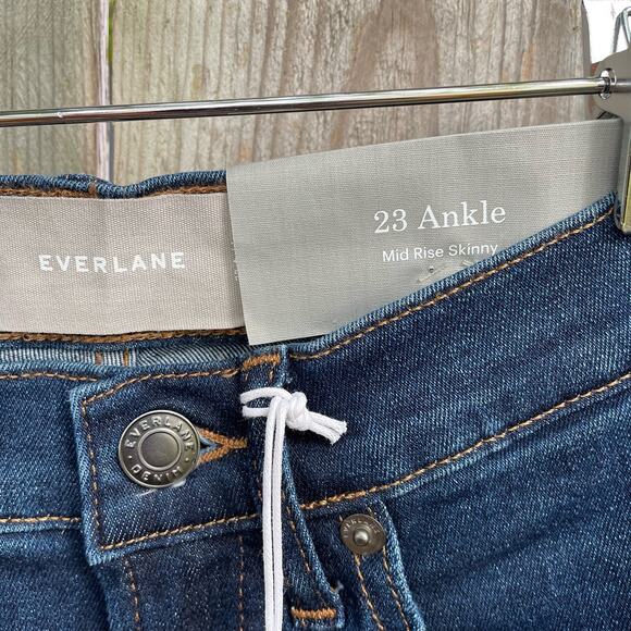 Everlane Jeans Ankle Mid-Rise Skinny Stretch Blue Denim Size 23 Sustainable NWT - Picture 8 of 9